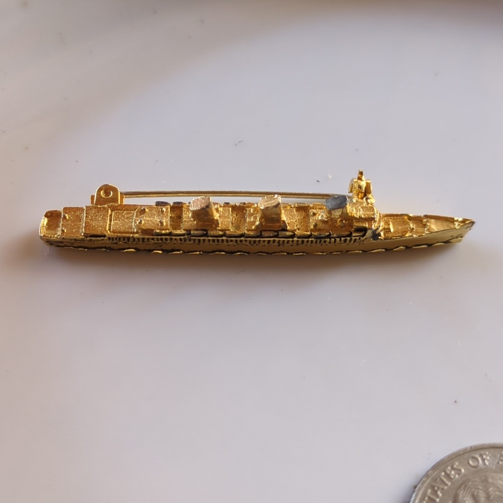 1968 Cruise Ship Brooch 2.25 Inch